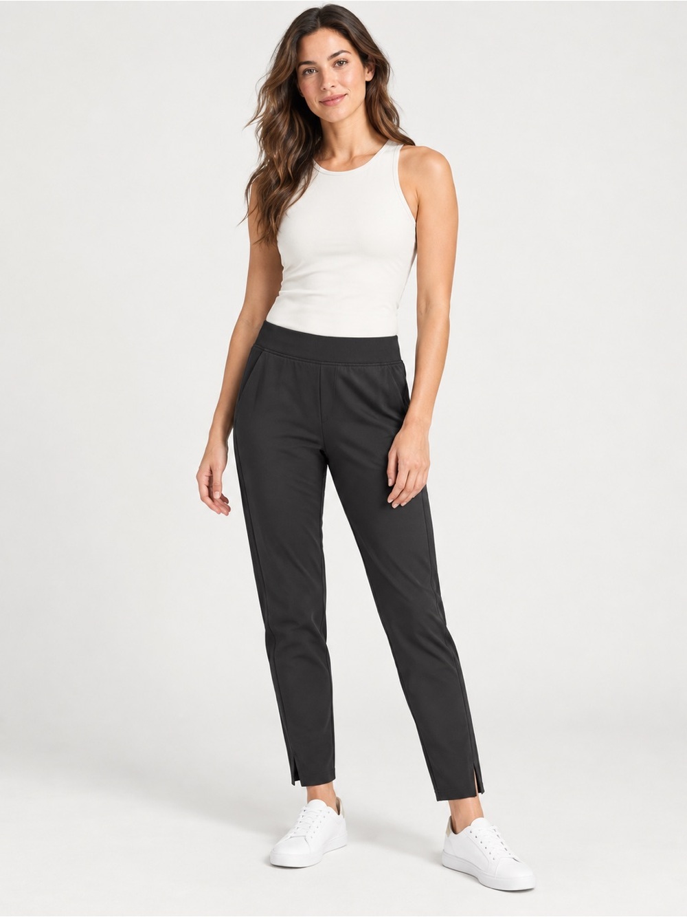 Athleta Brooklyn Mid Rise Ankle Pant Size 4 Black Featherweight Stretch